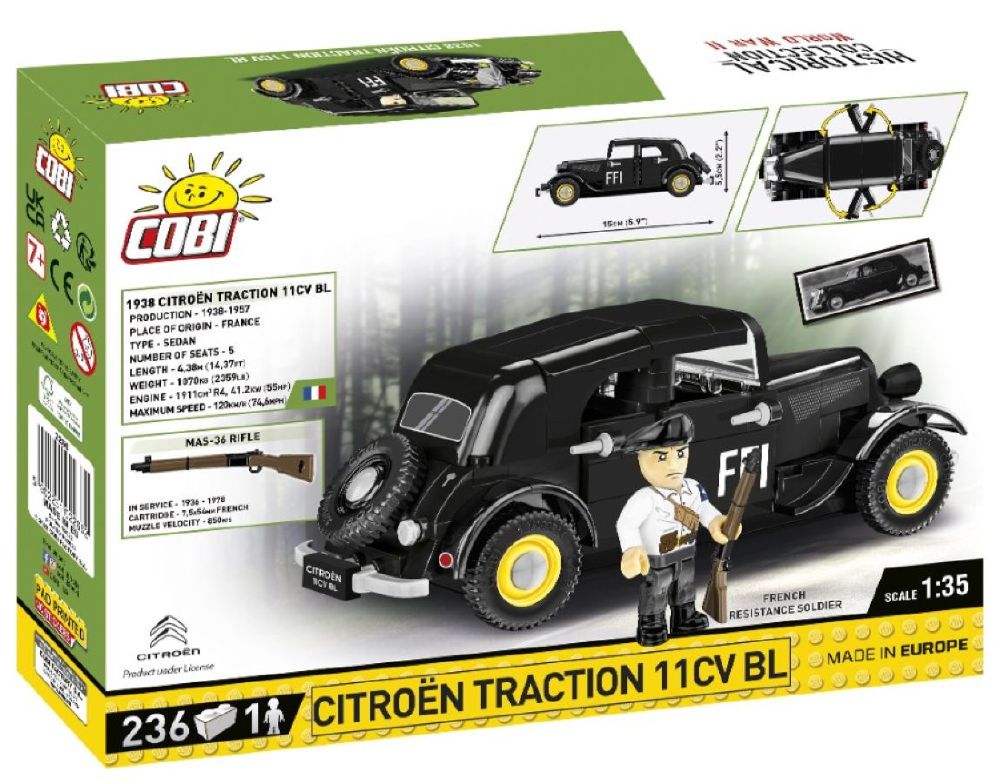 World War 2 - 1938 Citroen Traction 11C Construction Brick Set (236 Pieces)