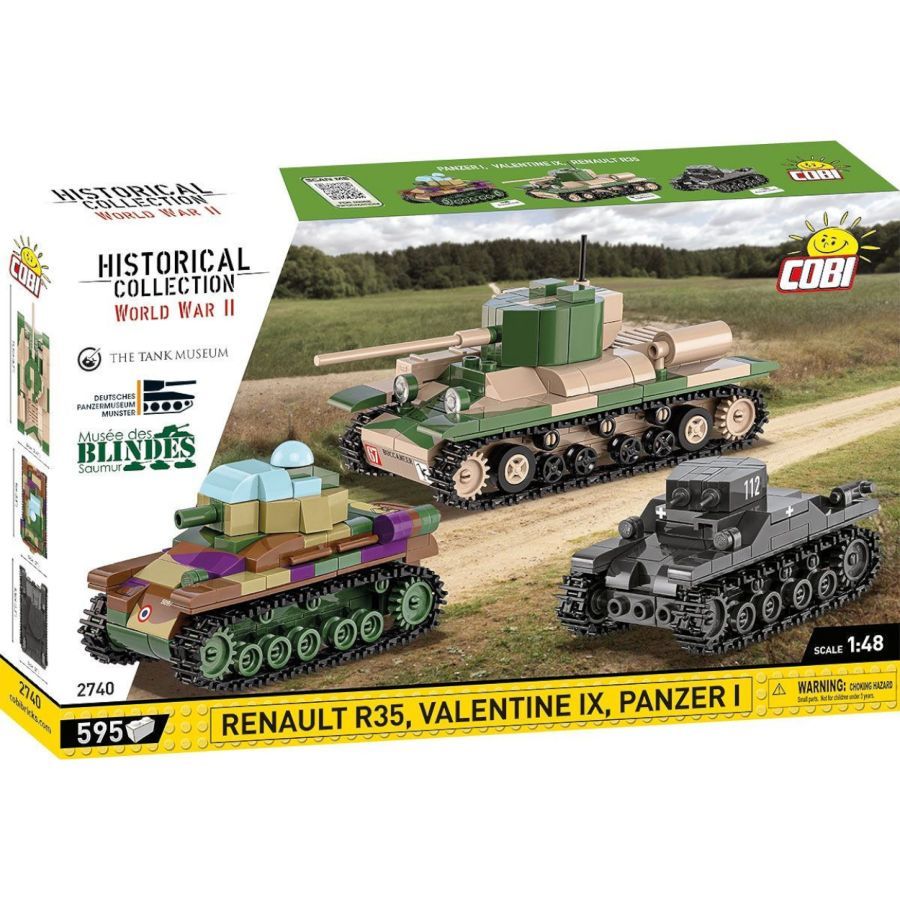 World War 2 - Renault, Valentine, Panze Construction Brick Set (595 Pieces)
