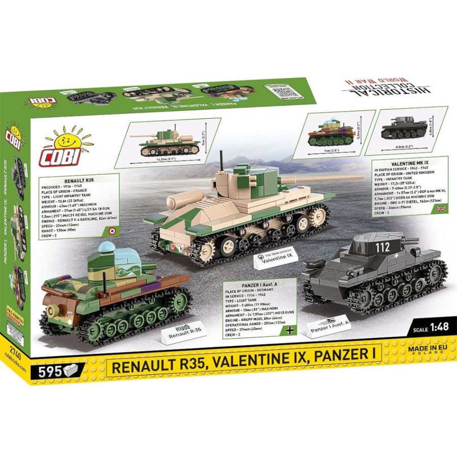 World War 2 - Renault, Valentine, Panze Construction Brick Set (595 Pieces)
