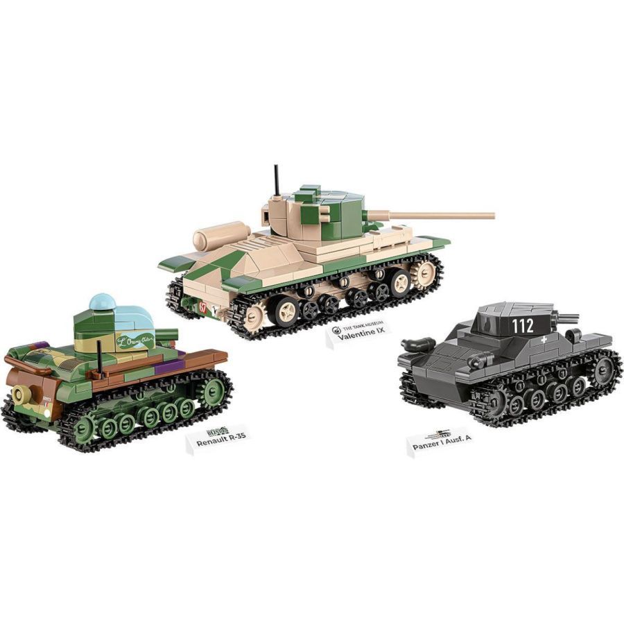 World War 2 - Renault, Valentine, Panze Construction Brick Set (595 Pieces)