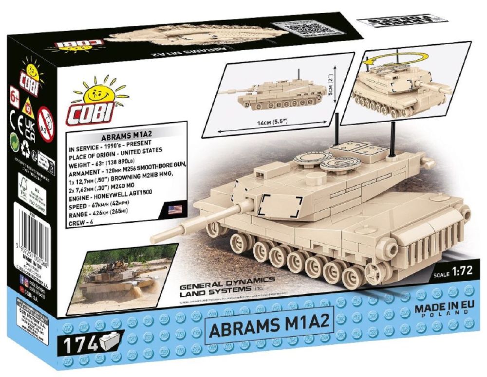 World War 2 - Abrams M1A2 Construction Brick Set (168 Pieces)