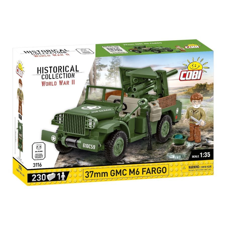 World War 2 - 37mm GMC M6 Fargo Construction Brick Set (230 Pieces)