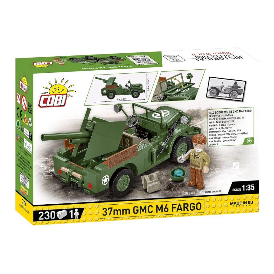 World War 2 - 37mm GMC M6 Fargo Construction Brick Set (230 Pieces)