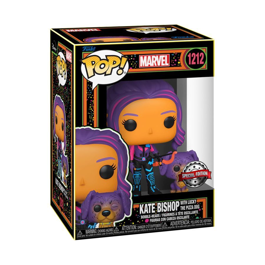 Marvel Comics – Kate Bishop & Lucky the Pizza Dog Black Light (Pop! Vinyl)