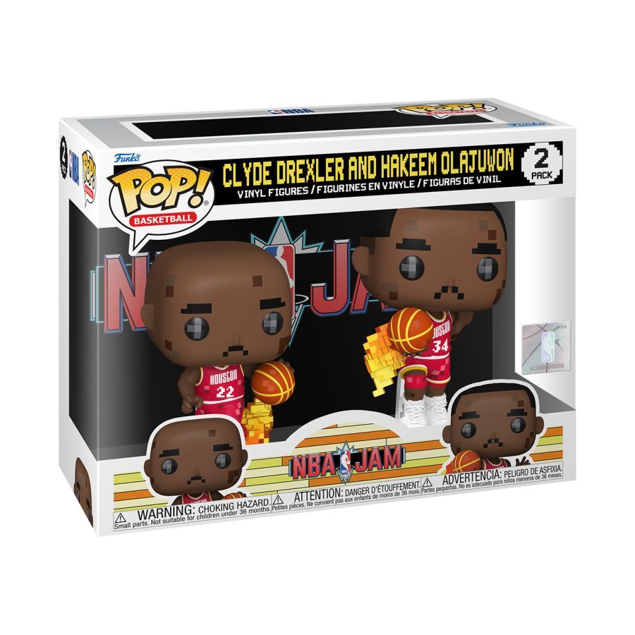 NBA JAM: Rockets – Clyde Drexler & Hakeem Olajuwon 8-Bit Pop! Vinyl 2 Pack (Pop! Vinyl)