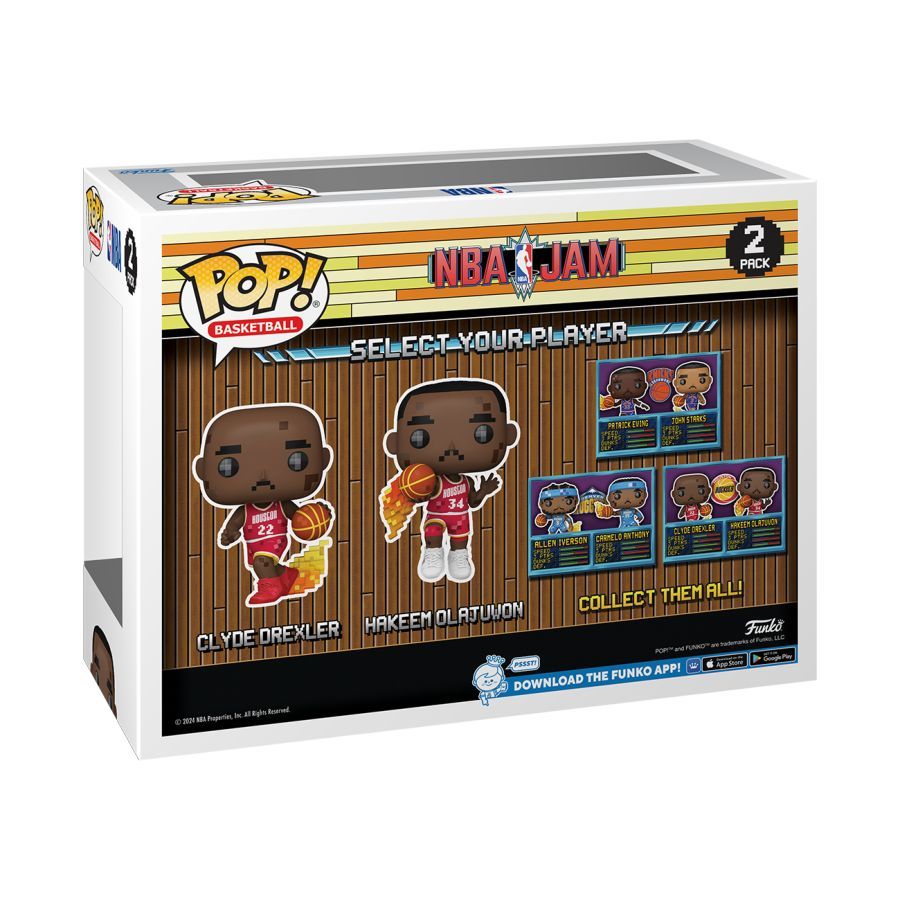 NBA JAM: Rockets – Clyde Drexler & Hakeem Olajuwon 8-Bit Pop! Vinyl 2 Pack (Pop! Vinyl)