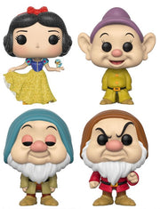 Snow White (1937) – Snow White, Dopey, Sleepy, Grumpy Exclusive Diamond Glitter (Pop! 4-Pack)