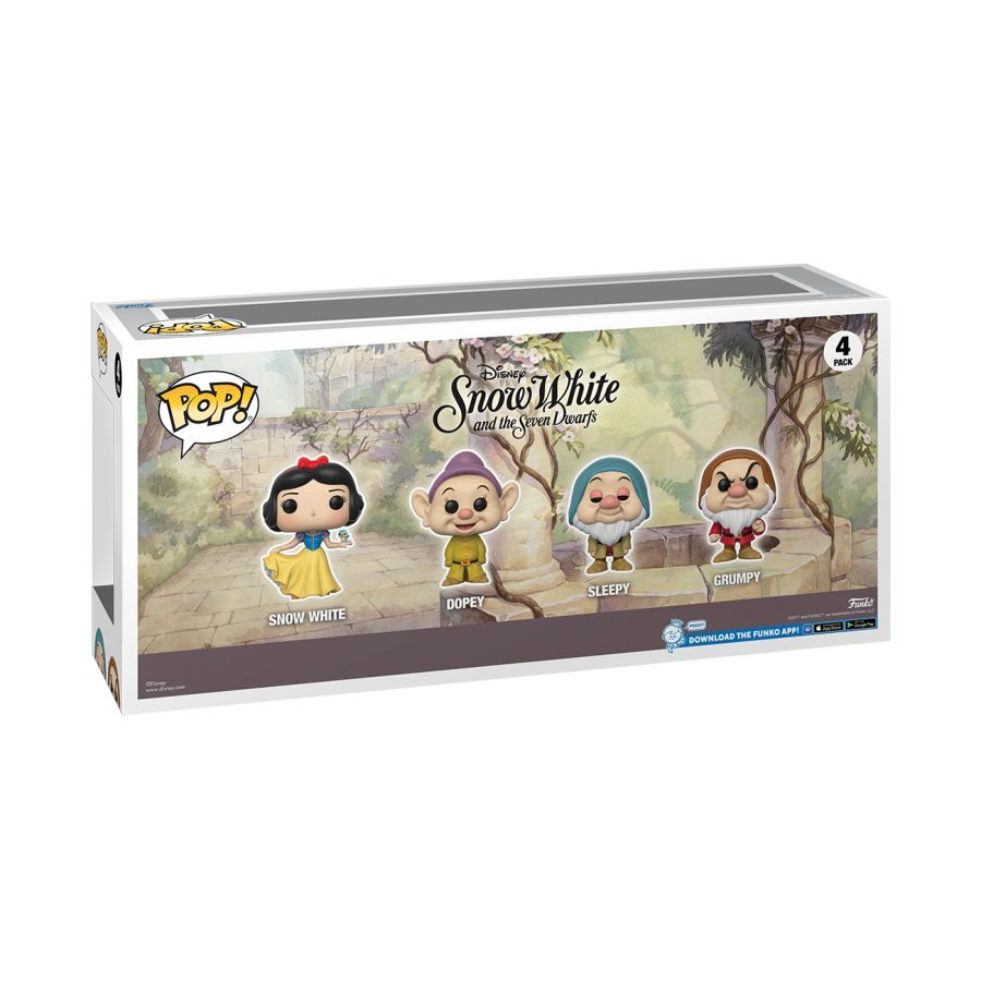 Snow White (1937) – Snow White, Dopey, Sleepy, Grumpy Exclusive Diamond Glitter (Pop! 4-Pack)