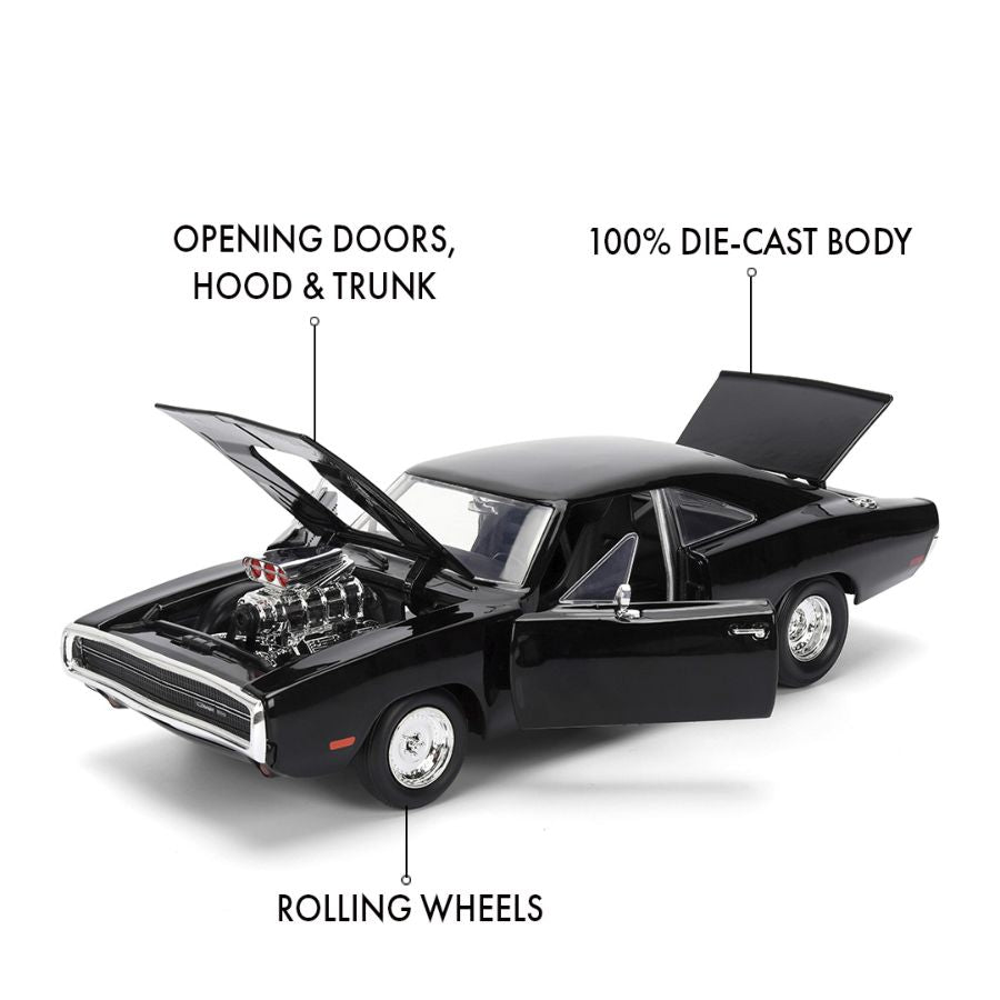 Fast And Furious 9: The Fast Saga - 1970 Dodge Charger Black 1:24 Scale Hollywood Ride V2 (Model Car)