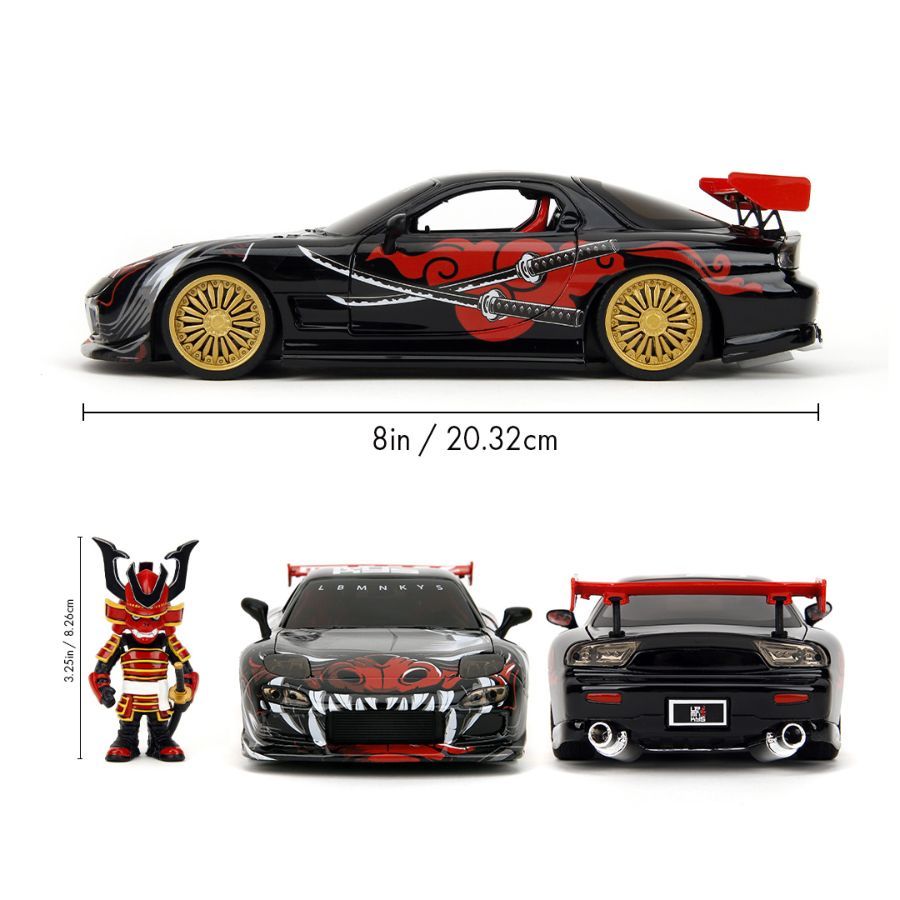Lab Monkeys - 1:24 Mazda RX-7 Diecast Vehicle with SARU 3.25″ Figure