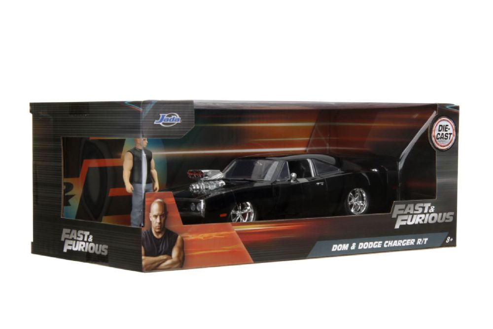 Hollywood Rides - 1970 Dodge Charger With Dom Toretto 1:24 Scale Diecast (Model Car)