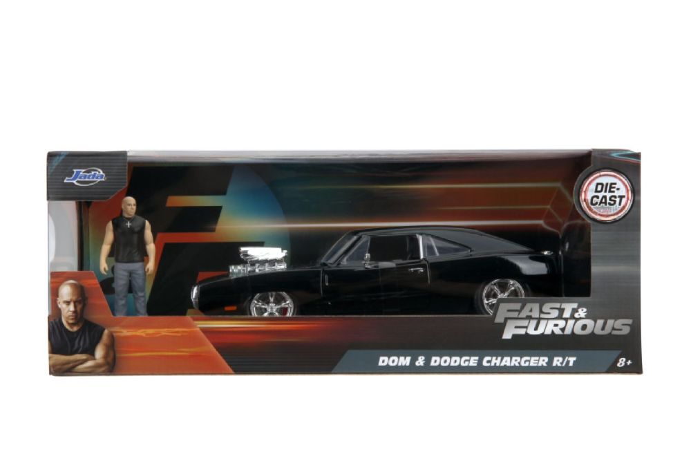 Hollywood Rides - 1970 Dodge Charger With Dom Toretto 1:24 Scale Diecast (Model Car)