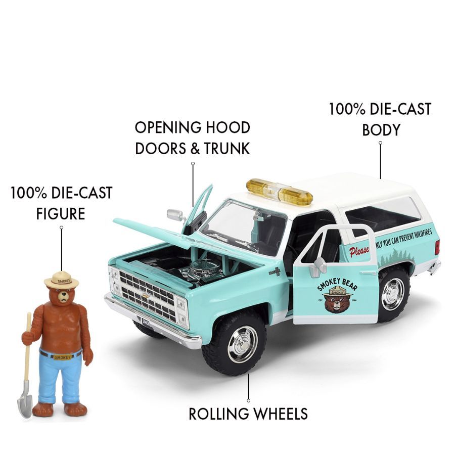 Smokey Bear –-1980 Chevrolet Blazer 1:24 Scale Diecast Vehicle (with Figure)