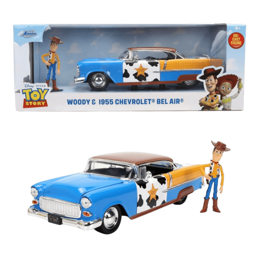 Toy Story - 1:24 Woody Figure with 1955 Chevrolet Bel Air (Diecast Vehicle)