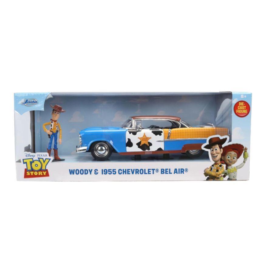 Toy Story - 1:24 Woody Figure with 1955 Chevrolet Bel Air (Diecast Vehicle)