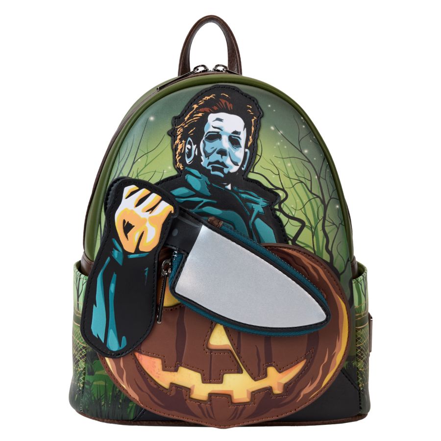 Halloween - Michael Myers Pumpkin Glow Mini Backpack With Coin Bag (Loungefly Backpack)