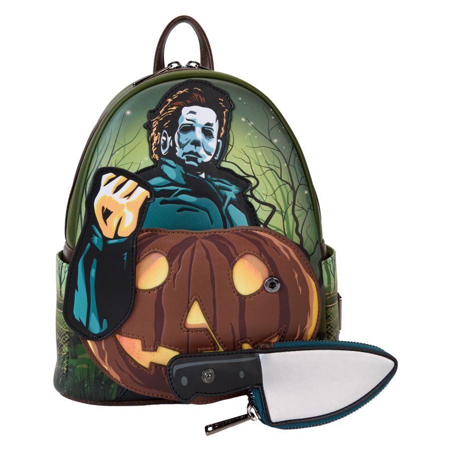 Halloween - Michael Myers Pumpkin Glow Mini Backpack With Coin Bag (Loungefly Backpack)