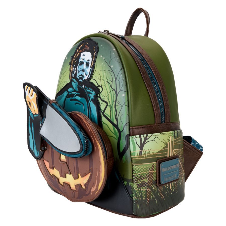 Halloween - Michael Myers Pumpkin Glow Mini Backpack With Coin Bag (Loungefly Backpack)
