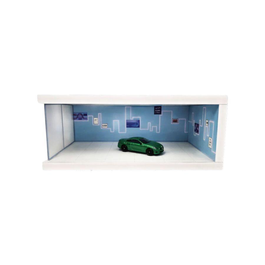 1:64 Diorama - Snowboard with Light Box Single Parking Space (Blue) Miniature Scene