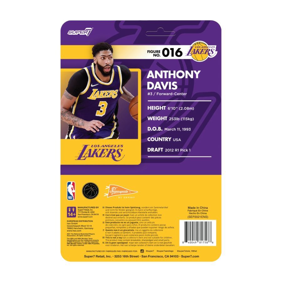 NBA - Anthony Davis LA Lakers Purple Statement Supersports ReAction 3.75″ Action Figure