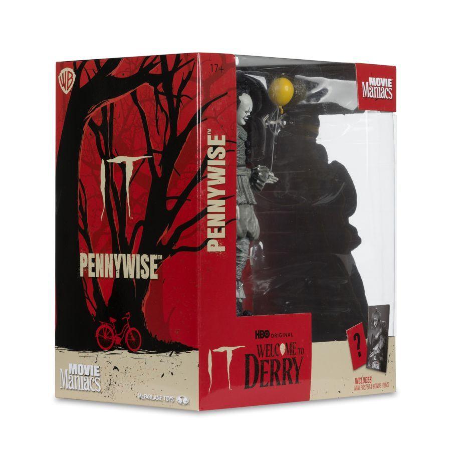 Welcome to Derry - Pennywise (Black & White) Movie Maniacs 6″ Posed Figure