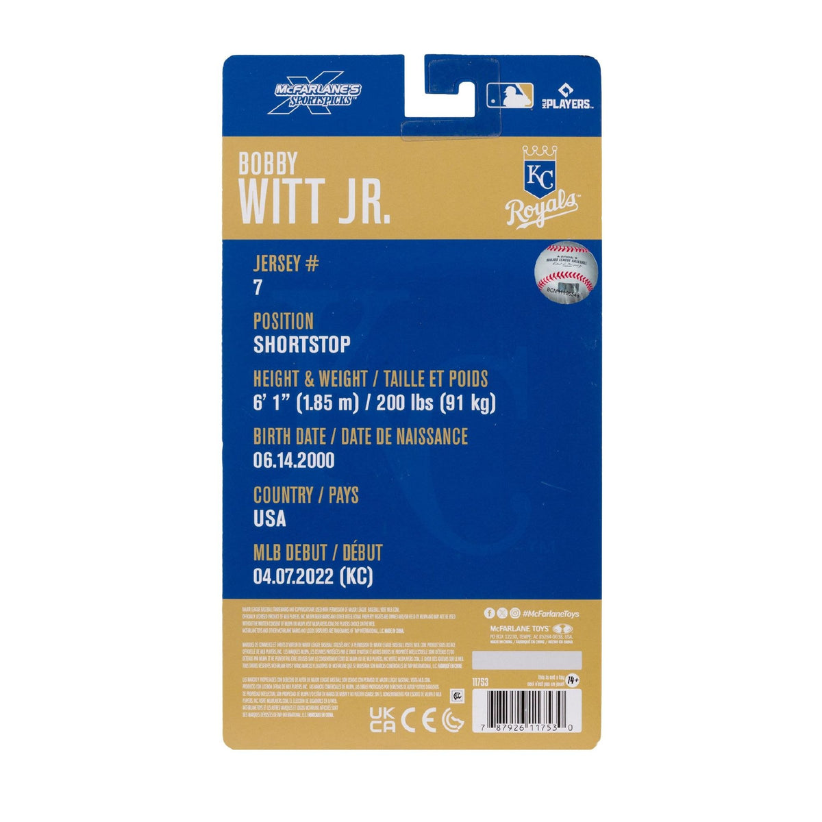 MLB - Bobby Witt Jr. (Kansas City Royals) 6″ Articulated Figure