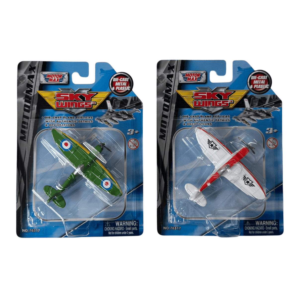 Sky Wings - 3.5″ Spitfire Die-Cast Plane Replica Assortment (2 Count)