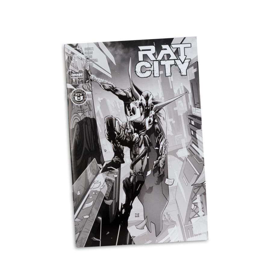 Spawn - The Deviant (Rat City) Black & White Spawn Rat City #1 Uncolored 7″ Figure with Comic
