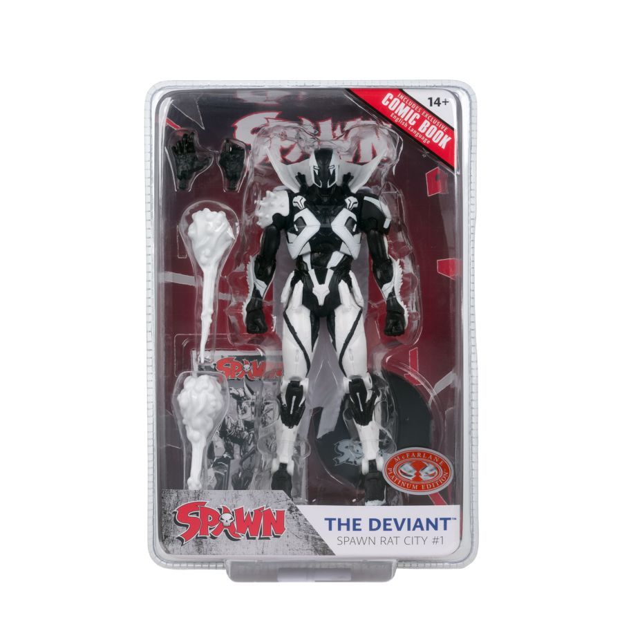 Spawn - The Deviant (Rat City) Black & White Spawn Rat City #1 Uncolored 7″ Figure with Comic