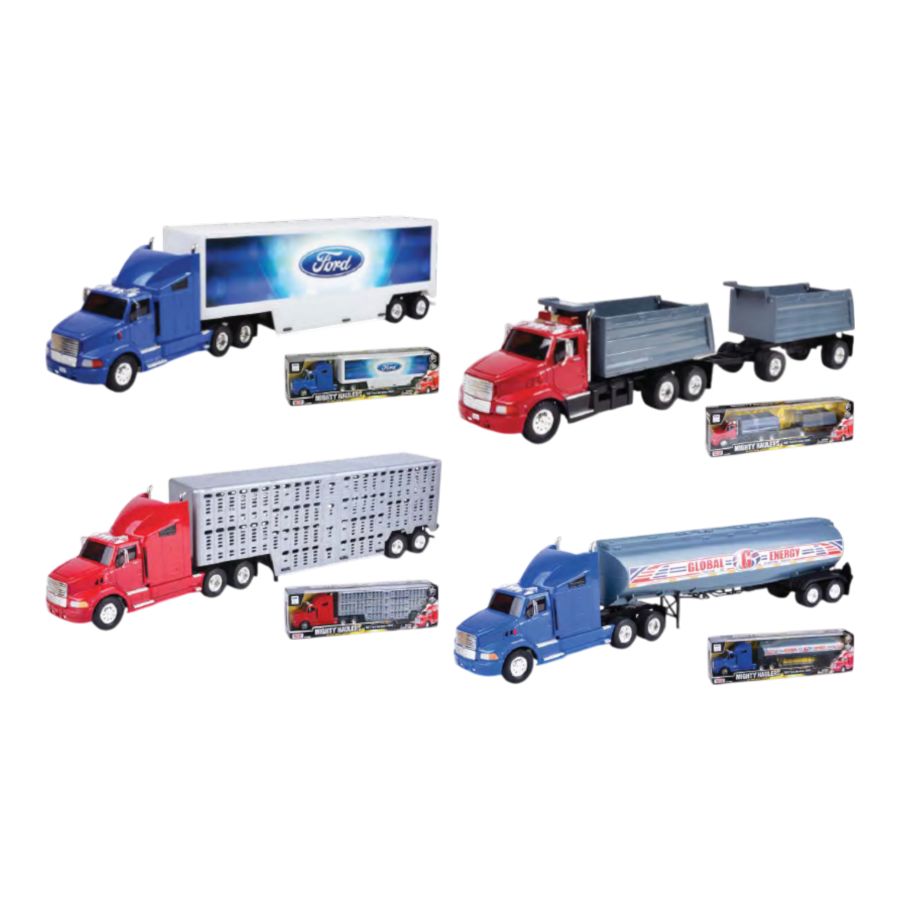 Mighty Haulers - 1:32 1997 Ford Aeromax 9500 & Trailer Die-Cast Vehicle Assortment (6 Count)