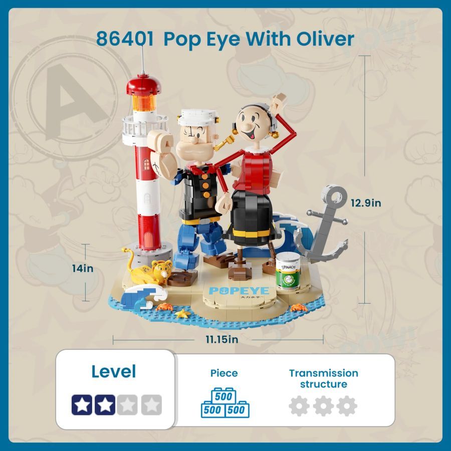 Popeye - Popeye w/Olive Figure Set (1209 Piece Kit)