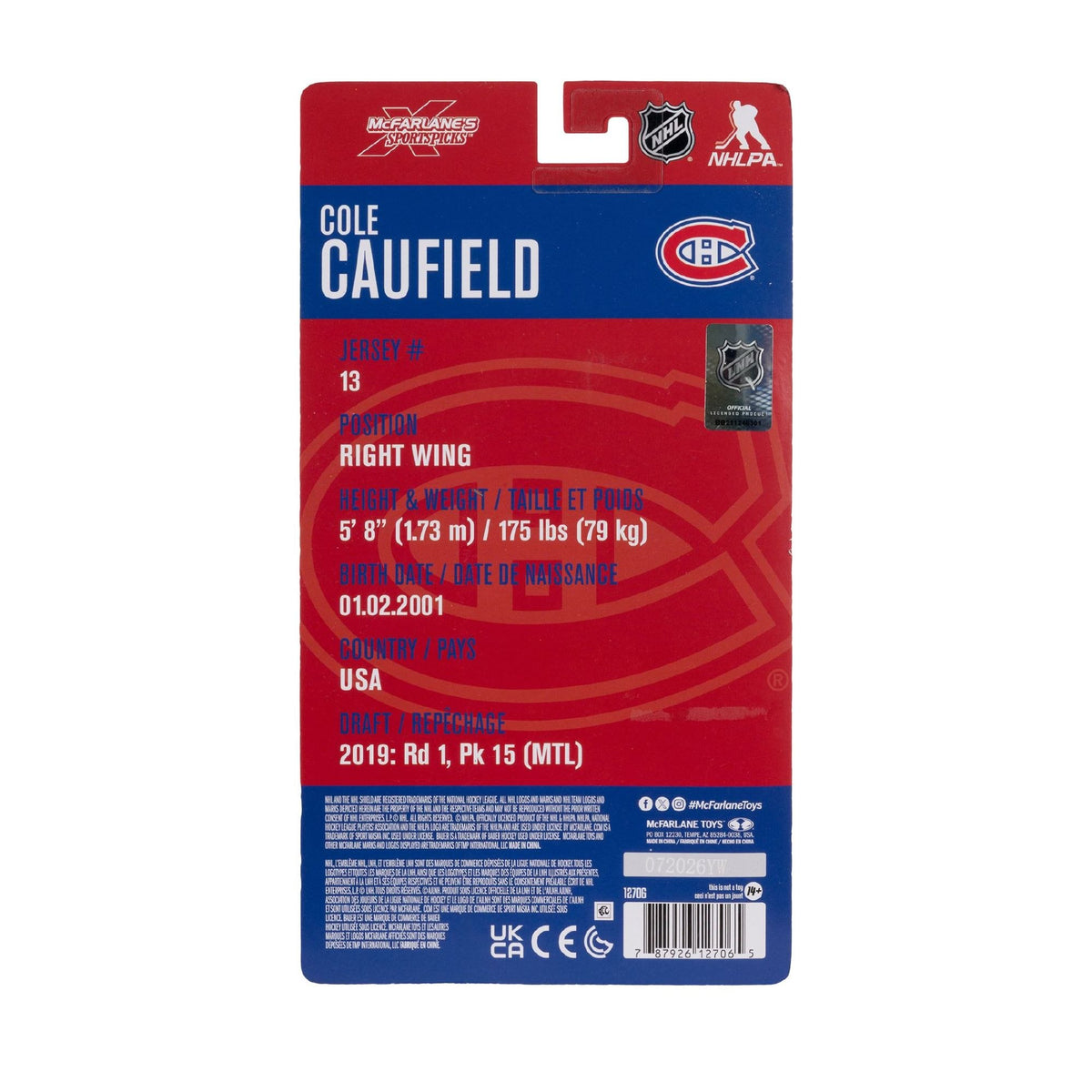 NHL - Cole Caufield (Montreal Canadiens) 6″ Articulated Figure