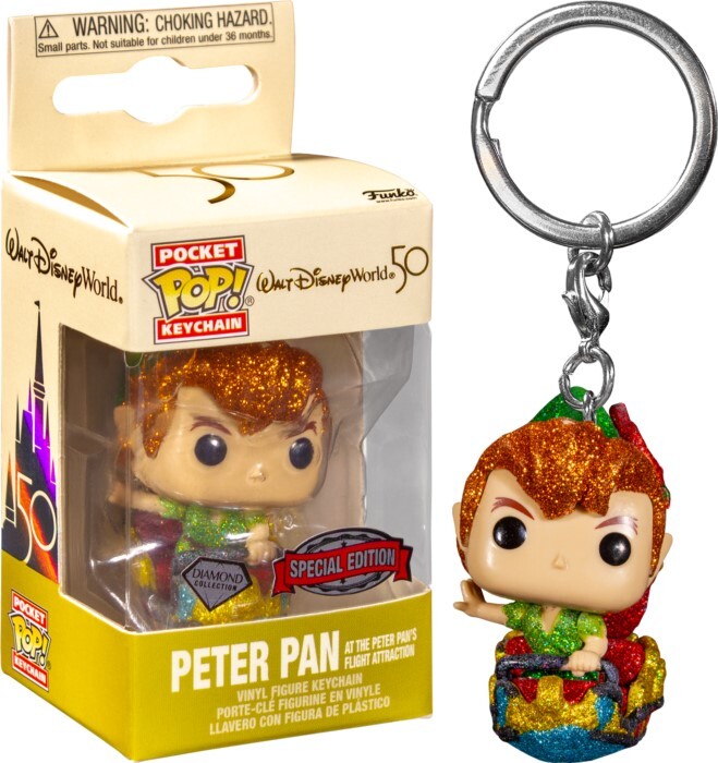 Disney World - Peter Pan On Pans Flight Diamond Glitter 50th Anniversary Pocket Keychain (Pop! Vinyl)