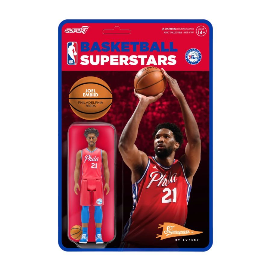 NBA - Joel Embiid Philadelphia 76ers Red Stat Supersports ReAction 3.75″ Action Figure