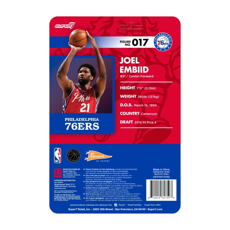 NBA - Joel Embiid Philadelphia 76ers Red Stat Supersports ReAction 3.75″ Action Figure