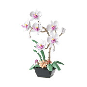 JAKI - Quiet White Moth Orchid Plastic Brick Model Kit (589 Piece Set)