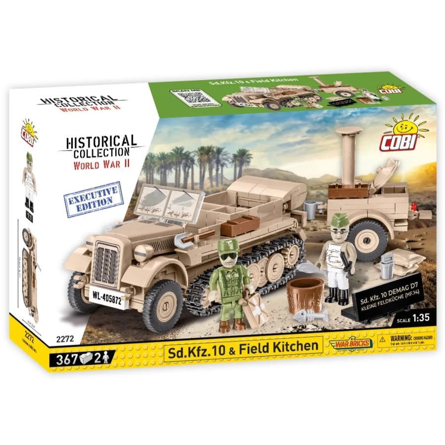 World War 2 - SD. KFZ. 10 & Field Kitchen Construction Brick Set (367 Pieces)