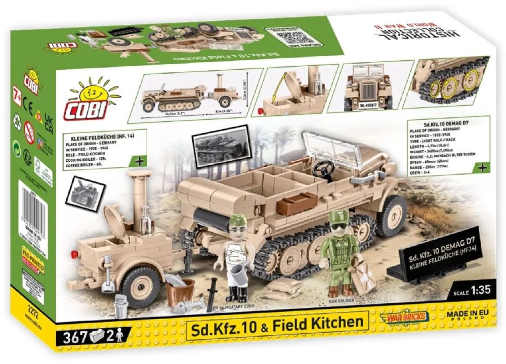World War 2 - SD. KFZ. 10 & Field Kitchen Construction Brick Set (367 Pieces)