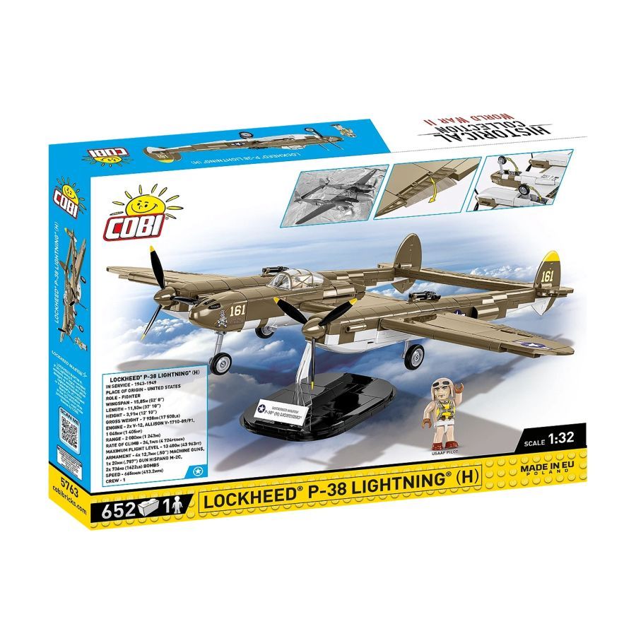 World War 2 - Lockheed P-38H Lightning Construction Brick Set (652 Pieces)
