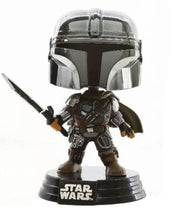 Star Wars: The Mandalorian - Mandalorian With DarkSaber Glow Metallic (Pop! Vinyl)