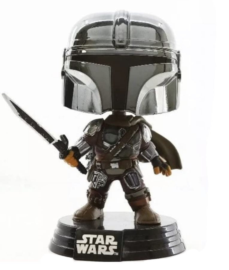 Star Wars: The Mandalorian - Mandalorian With DarkSaber Glow Metallic (Pop! Vinyl)