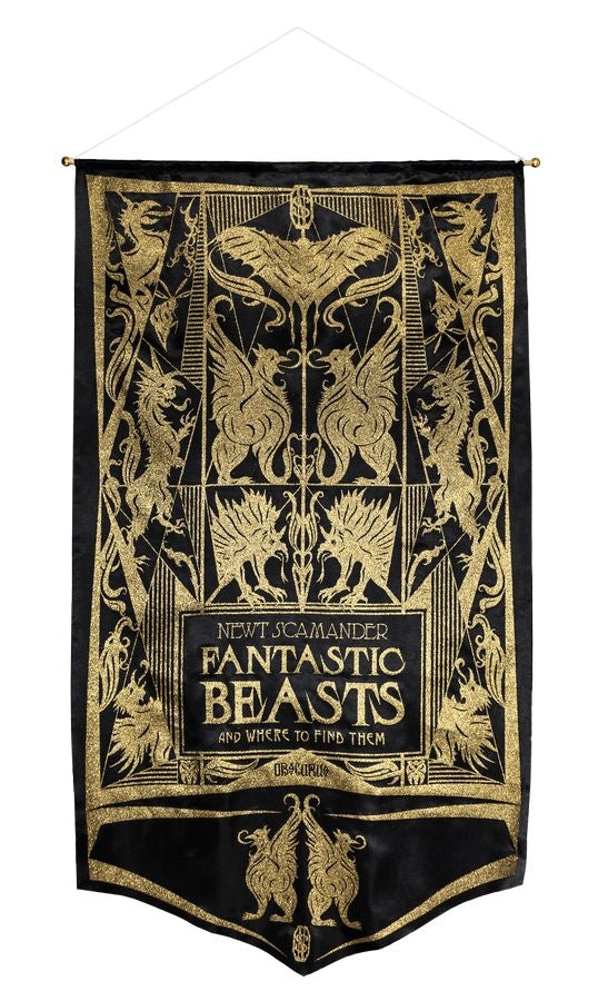 Fantastic Beasts And Where To Find Them - Newt Book Cover Gold Glitter Banner