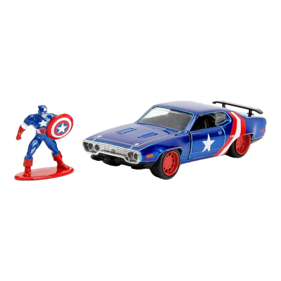 Marvel Comics - 1972 Plymouth GTX With Captain America 1:32 Scale Diecast (Model Vehicle)