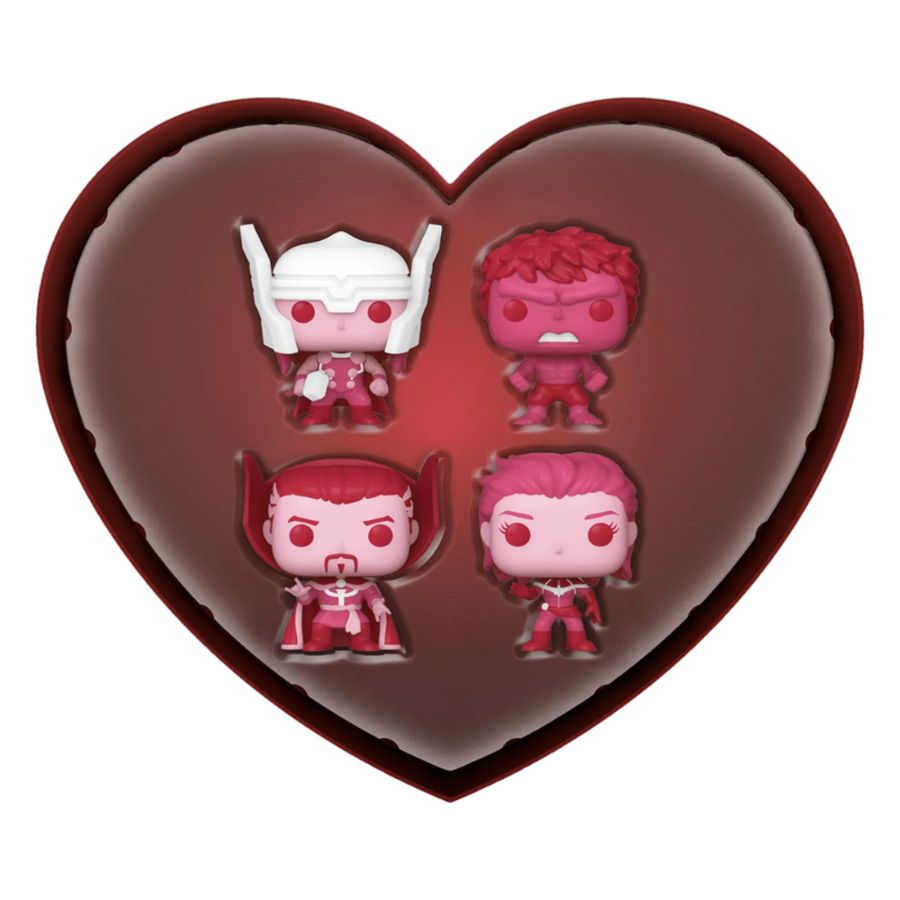 Marvel Comics: Valentines 2024 - Pink Pocket Pop 4-Pack Heart Box (Pop! Vinyl)