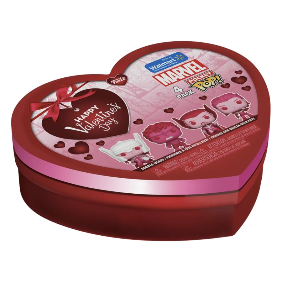 Marvel Comics: Valentines 2024 - Pink Pocket Pop 4-Pack Heart Box (Pop! Vinyl)