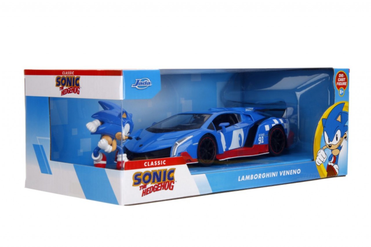 Sonic  - Lamborghini Veneno 1:24 Scale Diecast Vehicle With Sonic Figure (Model Car)
