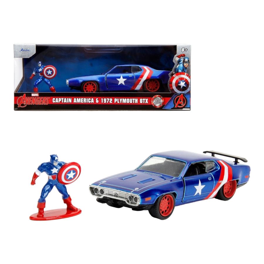 Marvel Comics - 1972 Plymouth GTX With Captain America 1:32 Scale Diecast (Model Vehicle)