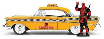 Deadpool (Comics) - 1957 Chevy Bel Air Taxi 1:24 Hollywood Ride Diecast Vehicle With Deadpool (Model Car)