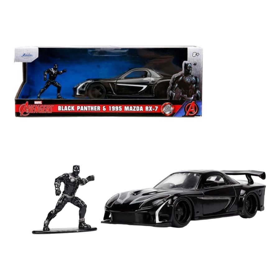 Marvel Comics - 1995 Mazda RX7 With Black Panther 1:32 Scale Diecast (Model Vehicle)