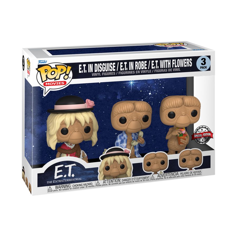 E.T. The Extra-Terrestrial - E.T. In Disguise In Robe And With Flowers 3-Pack (Pop! Vinyl)